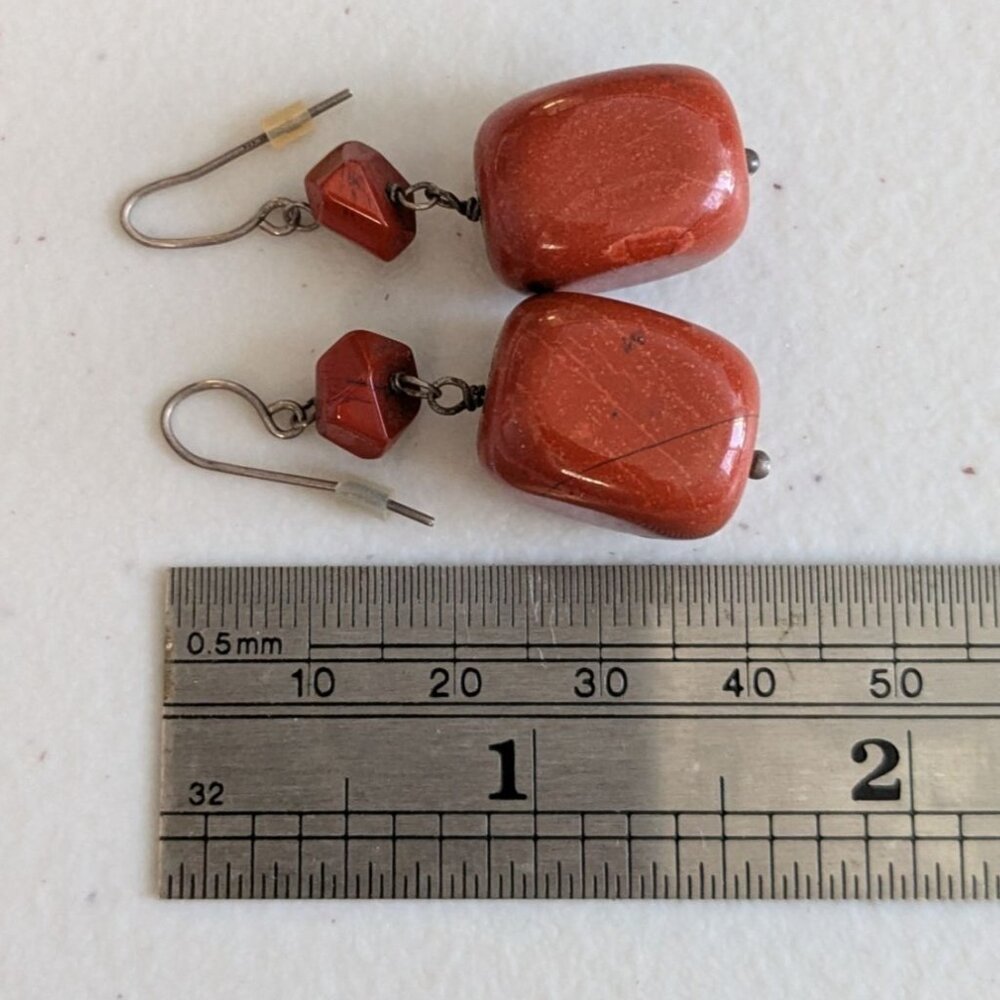 Red Beaded Necklace & Earrings Set With Gold Details By Chicos - Adjustable Chai - Picture 6 of 12